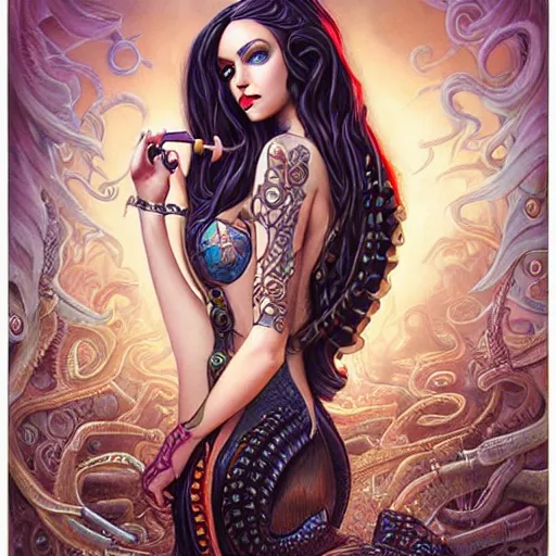 Image similar to Steampunk Lovecraft Lovecraftian mermaid portrait, Pixar style, by Tristan Eaton Stanley Artgerm and Tom Bagshaw.