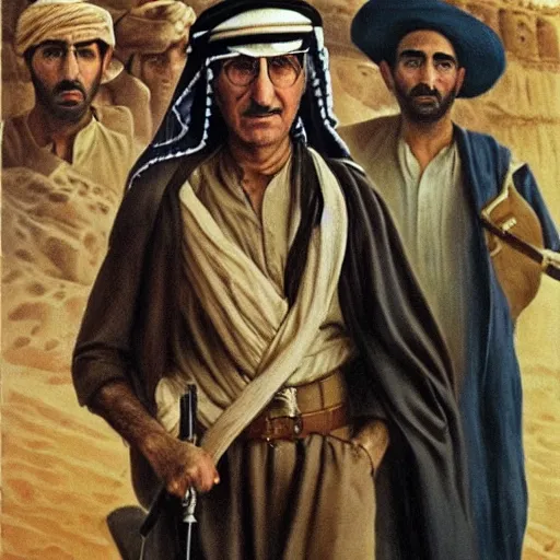 Prompt: Painting of Larry David leading the Great Arab Revolt