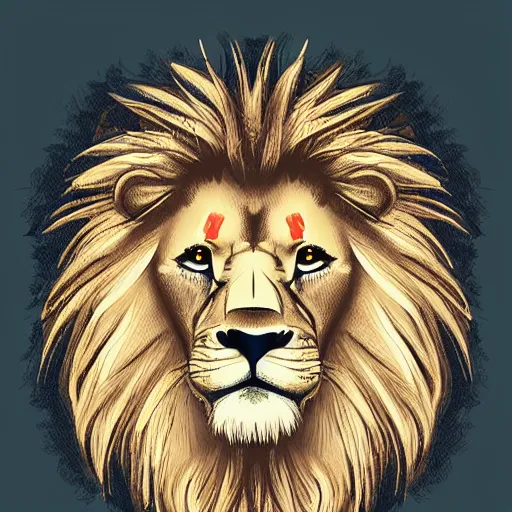 Prompt: Cute lion, very detailed, Behance, illustration, vector, sharp focus, 4k