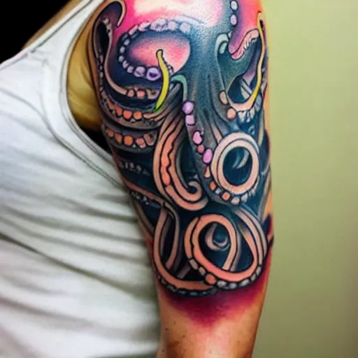 Image similar to surreal octopus tattoo