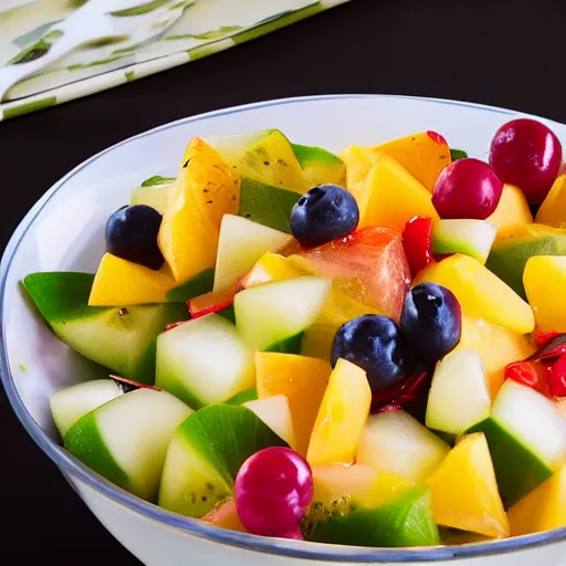 Image similar to a mouth - watering sharon fruit salad served with garlic dressing, 8 k resolution, food photography, studio lighting, sharp focus, hyper - detailed