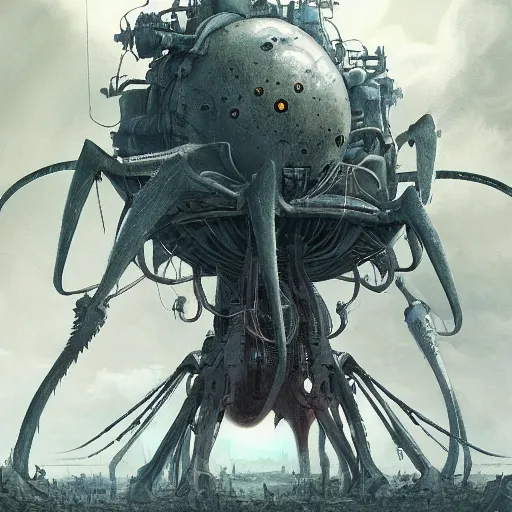 Image similar to war of the worlds , highly detailed, illustration, fantasy art, in the style of greg rutkowski, epic, fantasy, intricate, hyper detailed, artstation, concept art, smooth, sharp focus, ray tracing