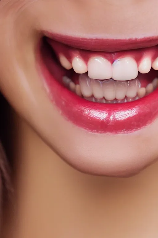 Image similar to a beautiful girl with vampire teeth smiling seductively to the camera. photography. hyper detailed and realistic. detailed eyes. sharp focus. photorealistic. pretty