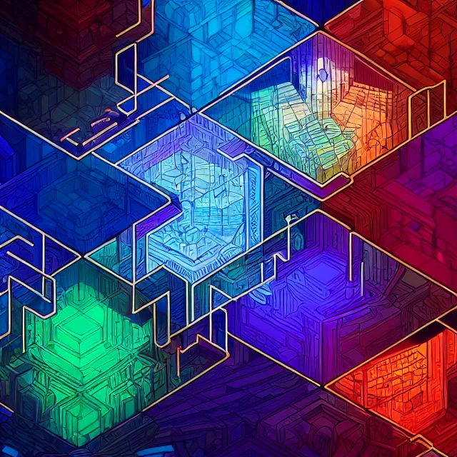 Image similar to blockchain, blocks of cubic tech connected, centered, symmetry, painted, intricate, volumetric lighting, beautiful, rich deep colors masterpiece, sharp focus, ultra detailed, in the style of dan mumford and marc simonetti