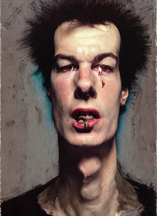 Image similar to sid vicious by jeremy lipking egon schiele gottfried helnwein