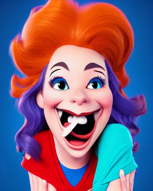 Prompt: manic adult woman character portrait, by disney animation, highly detailed, dynamic shadows, 4 k, splash art