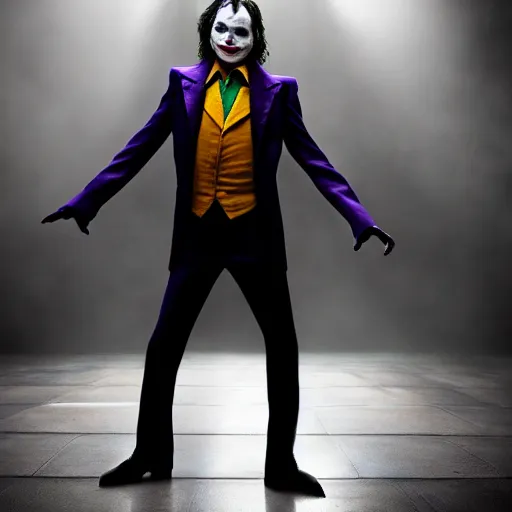 Image similar to stunning awe inspiring michael jackson as the joker, movie still 8 k hdr atmospheric lighting