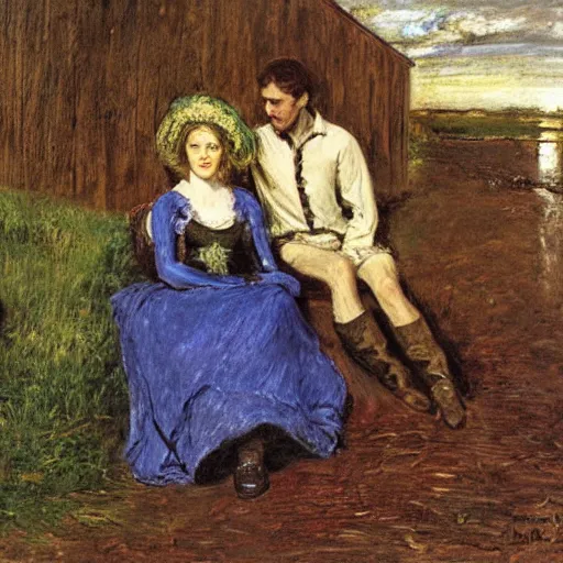 Image similar to a painting in the style of william henry millais.