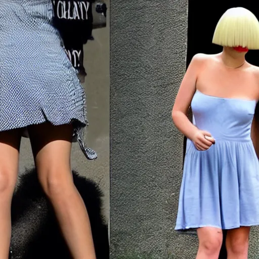 Image similar to sia furler wearing a short dress photoshoot