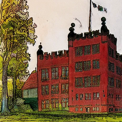 Image similar to Gripsholms castle in the style of carl larsson