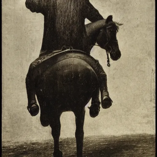 Prompt: a headless man on a horse