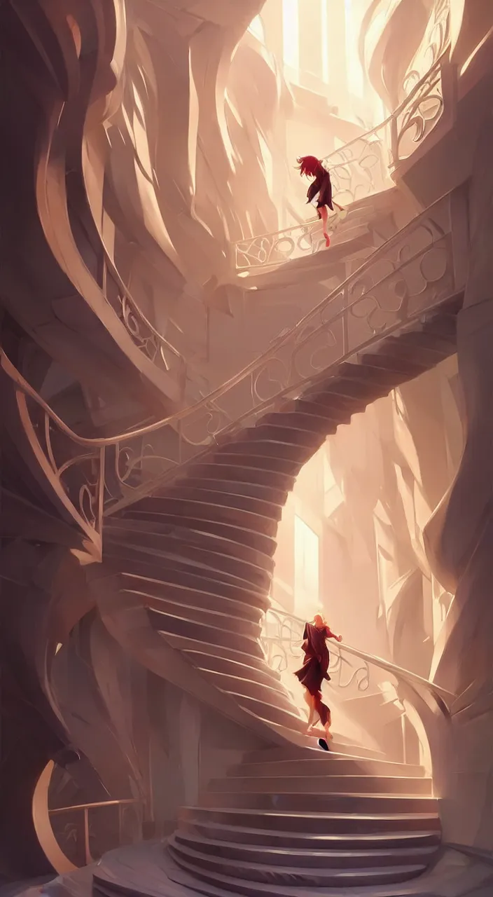 Image similar to incredible, mindblowing, never - ending swirling staircases, in marble incrusted of legends official fanart behance hd by jesper ejsing, by rhads, makoto shinkai and lois van baarle, ilya kuvshinov, rossdraws global illumination