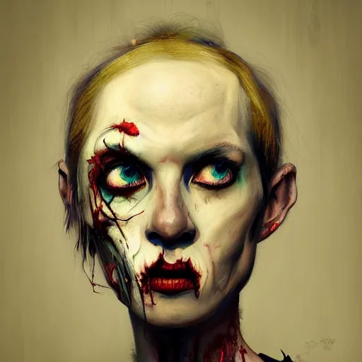 Prompt: color head portrait of singer alison shaw from the band called the cranes as a zombie, 7 days to die zombie, gritty background, fine art, award winning, intricate, elegant, sharp focus, cinematic lighting, digital painting, 8 k concept art, art by michael hussar, art by brom, art by guweiz and z. w. gu, 8 k