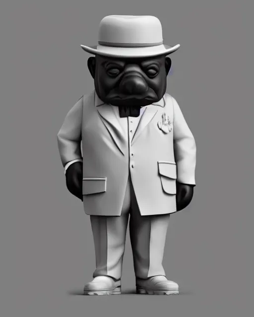 Image similar to full body 3d render of winston churchill as a funko pop, studio lighting, white background, blender, trending on artstation, 8k, highly detailed