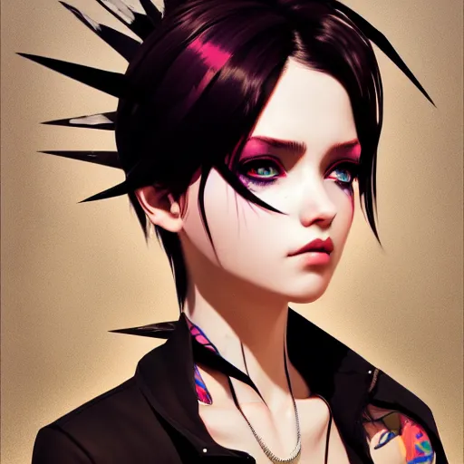 Image similar to a portrait of a beautiful punkrock gypsy, art by ilya kuvshinov and wlop and artgerm and josan gonzalez, digital art, highly detailed, intricate, sharp focus, trending on artstation hq, deviantart, pinterest, unreal engine 5, 4 k uhd image