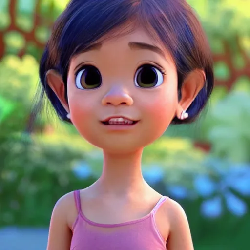 Image similar to A beautiful and cute little thai girl in Pixar artstyle, cgi