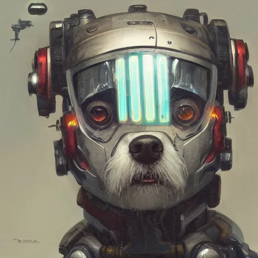 Image similar to tesla power armor realistic cyborg anthropomorphic jack russell terrier electric field glowing, cyberpunk, portrait art by donato giancola and greg rutkowski, realistic face, glowing in tesla electricity visible magnetic field, digital art, trending on artstation, symmetry