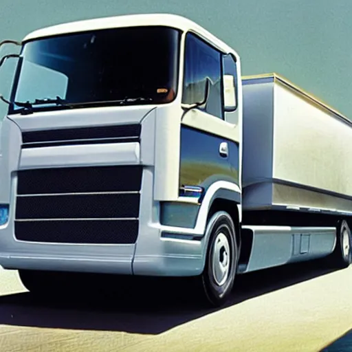 Prompt: A lorry/European truck designed and produced by Porsche, promotional photo