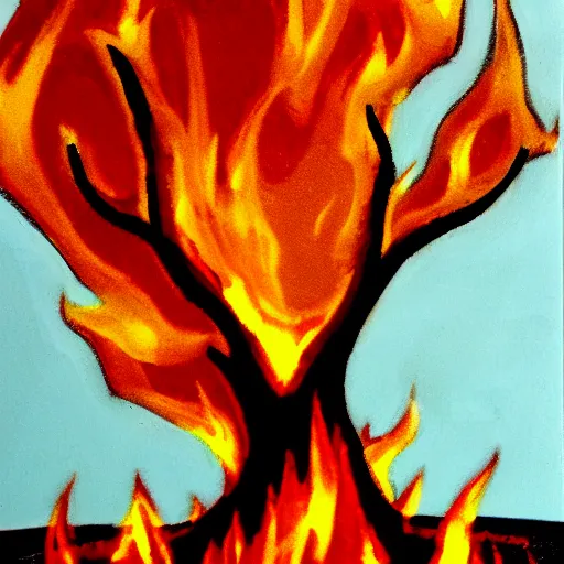 Image similar to evil tree on fire, photorealism, sharp focus