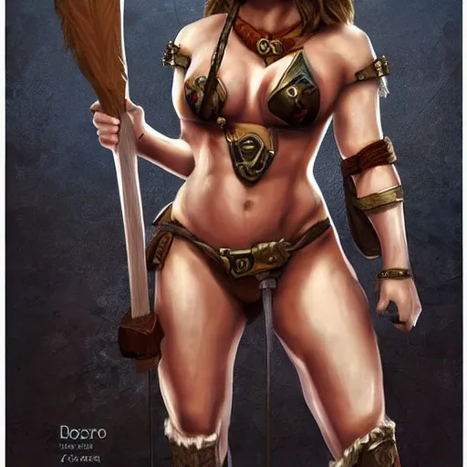 Image similar to amazon female warrior. masterpiece. has an axe. beautiful art. muscular woman. artstation. d & d