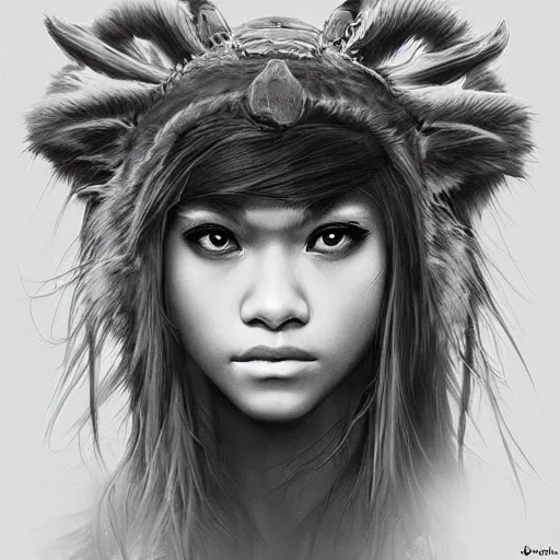 Image similar to “Zendaya, Mononoke-hime, fantasy, photorealistic, concept Art, ultra detailed portrait, 4k resolution”