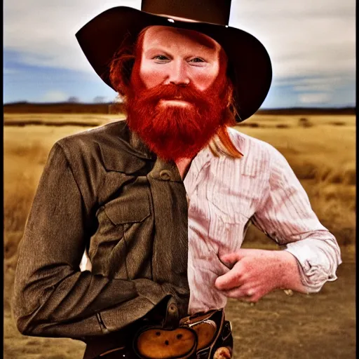 Image similar to drunk redhead cowboy with sideburns