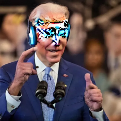 Image similar to joe biden wearing a gaming headset