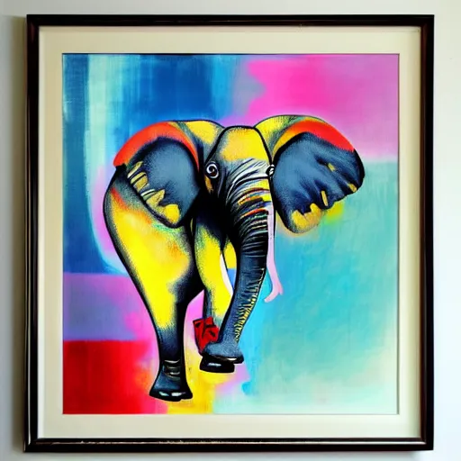 Image similar to abstract painting of an angry elephant, artwork by fujita, goro,