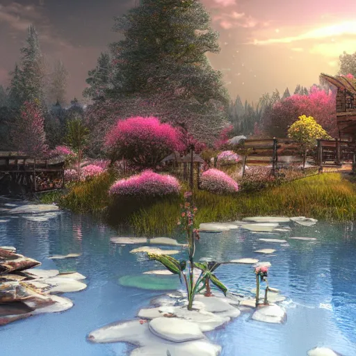 Image similar to realistic renderings of enchanting scenes