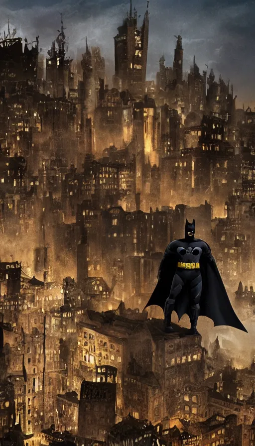 Image similar to matte painting of batman on medieval