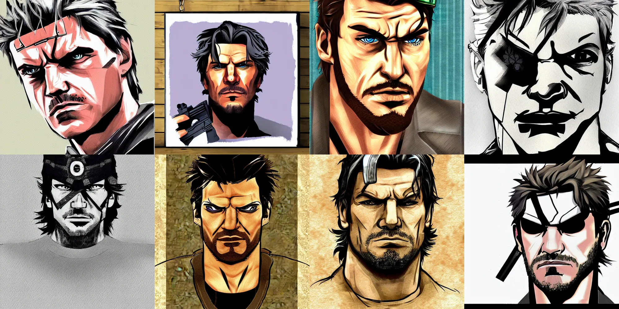 Prompt: Solid Snake portrait art in the style of GTA 3