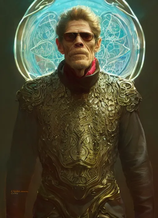 Image similar to williem dafoe as oscar diggs, intricate, d & d, fantasy, art nouveau, digital painting, trending on artstation, sharp focus, illustration, global illumination, ray tracing, art by artgerm and greg rutkowski and ruan jia