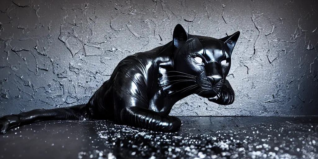 the smooth black panther, made of smooth black goo, | Stable Diffusion ...