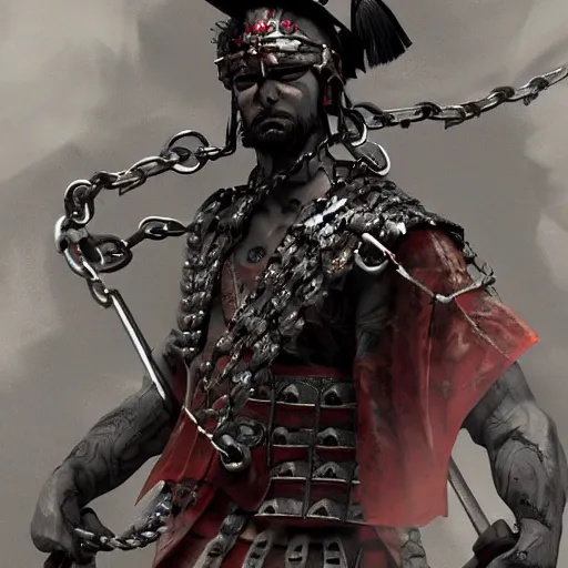 Prompt: Samurai chains ink undead, artstation, cgstudio