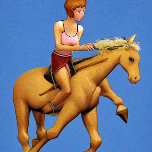 Prompt: a human riding a centaur