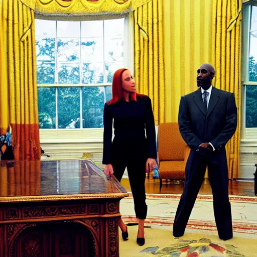 Image similar to Jen Psaki and Tupac Shakur acting fools high on LEAN in the oval office , Photograph By Rineke Dijkstra; by Yoichi Okamoto