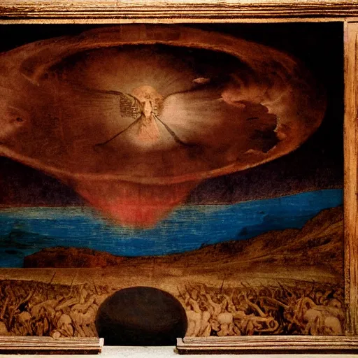 Image similar to the end of the world, painted by leonardo da vinci