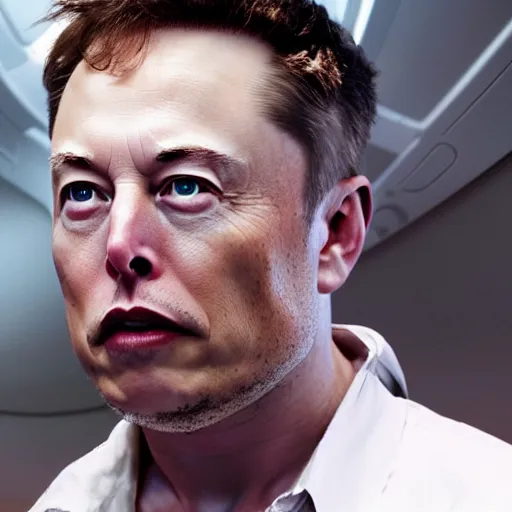 Prompt: elon musk in a spaceship, movie still, cinematic, photorealistic, extreme detail, facial features, sharp focus, 8 k, rain, close up, anamorphic lens, lighting, dark