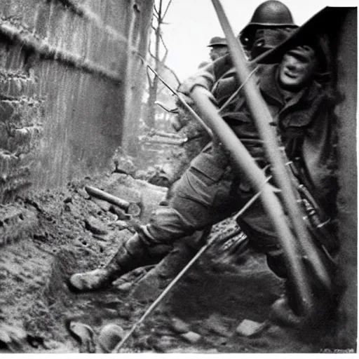 Image similar to authentic world war ii photo of rainbow dash in the trenches