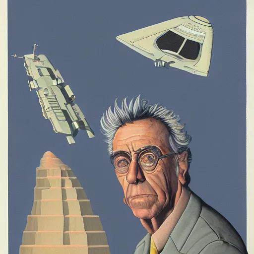 Image similar to a portrait of rick sanchez by chesley bonestell