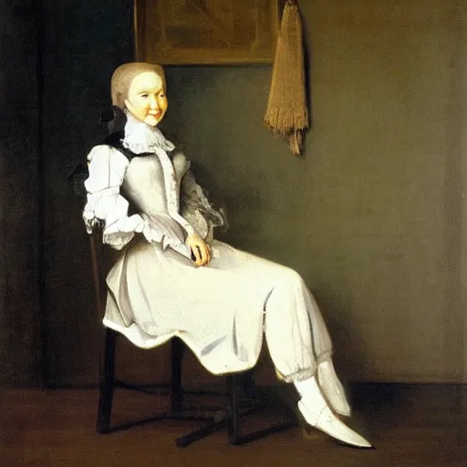 Image similar to a painting of a woman sitting in a chair by pietro longhi, featured on reddit, australian tonalism, pre - raphaelite, art on instagram, impressionism