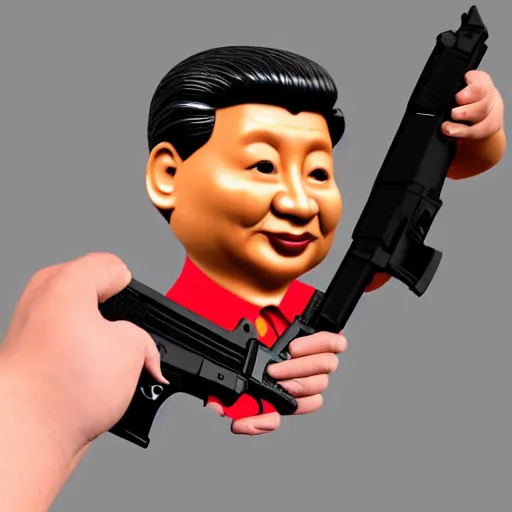 Prompt: Xi Jinping holding Glock-18 in his right hand, 3D Render