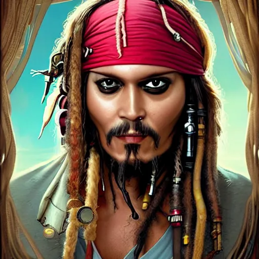 Image similar to Lofi BioPunk portrait of Jack Sparrow Pixar style by Tristan Eaton Stanley Artgerm and Tom Bagshaw