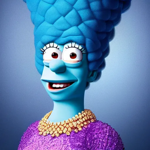 Image similar to stunning award winning hyperrealistic hdr 8 k highly detailed portrait photo of marge simpson as a real human