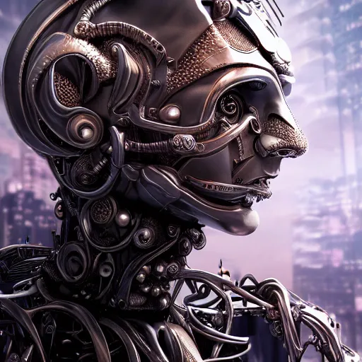 Prompt: eva elfie as a chimeric hybrid organism, waist up portrait, biomechanical, organic steel, highly detailed, mendelbrot fractal, trending on artstation, cyberpunk transhumanist, octane render uhd 4k