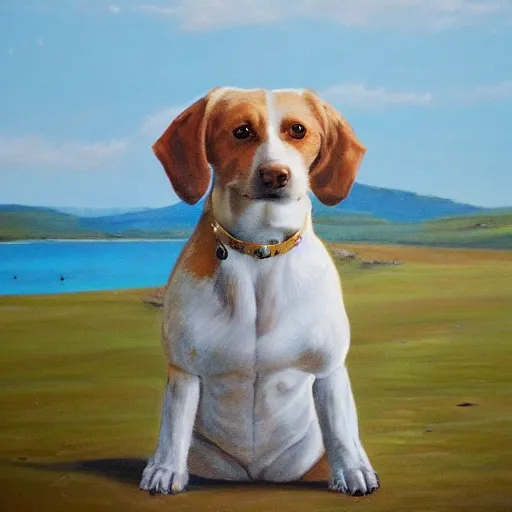 Prompt: a portrait of a dog in a scenic environment by mary beale, royal, trending on artstation