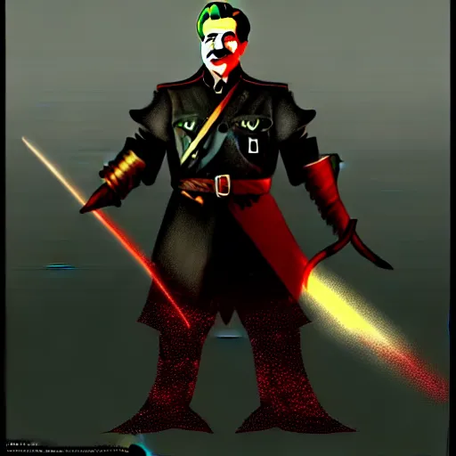 Image similar to fantasy concept art of stalin as a boss in dark souls, colored, trending on artstation