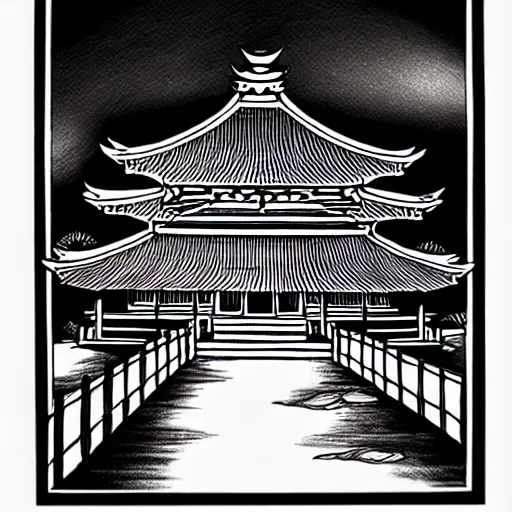 Image similar to zen temple ink