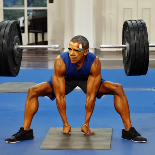 Image similar to obama lifting weights really strong