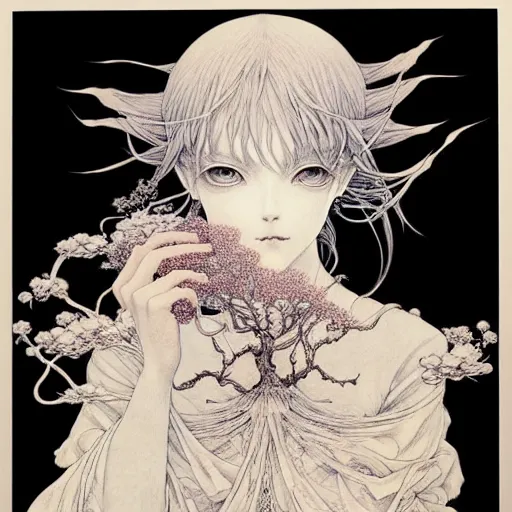 Prompt: prompt: Fragile looking vessel portrait soft light drawn by Vania Zouravliov and Takato Yamamoto, inspired by Fables, magical and alchemical weapons, soft light, white background, intricate detail, intricate ink painting detail, sharp high detail, manga and anime 2000